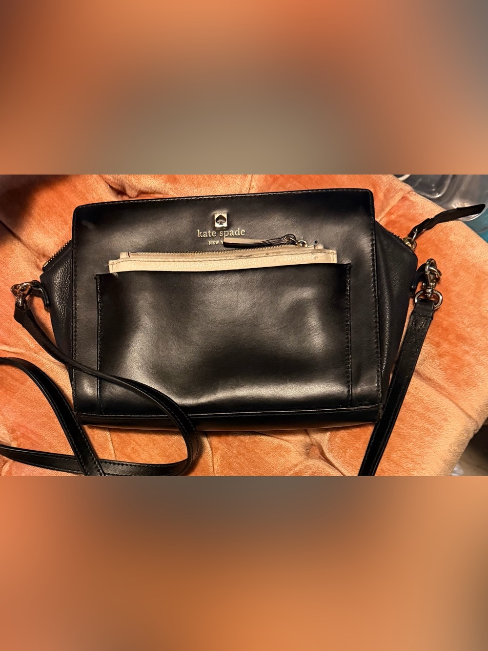 kate spade vintage Black Crossbody with Cream Zip Accent Adelia bag - Picture 1 of 4